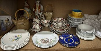 A Masons Mandalay pattern part dinner set together with floral decorated plates,