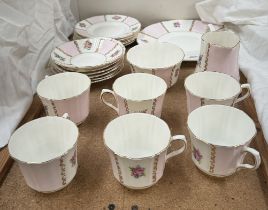 An Old Royal China rose decorated part tea service