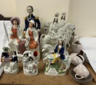 Six assorted Staffordshire and Staffordshire type figures including General Napier, Tam O'Shanter,