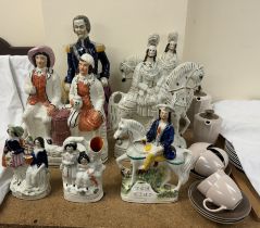 Six assorted Staffordshire and Staffordshire type figures including General Napier, Tam O'Shanter,