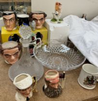 Royal Doulton character jugs including Dickie Bird and W G Grace together with Dick Tracy character