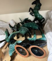 A collection of Blue Mountain pottery figures and vases etc