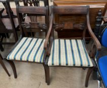 Two Regency style mahogany dining chairs