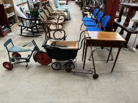 A Tubo Toys childs tricycle together with a scooter,