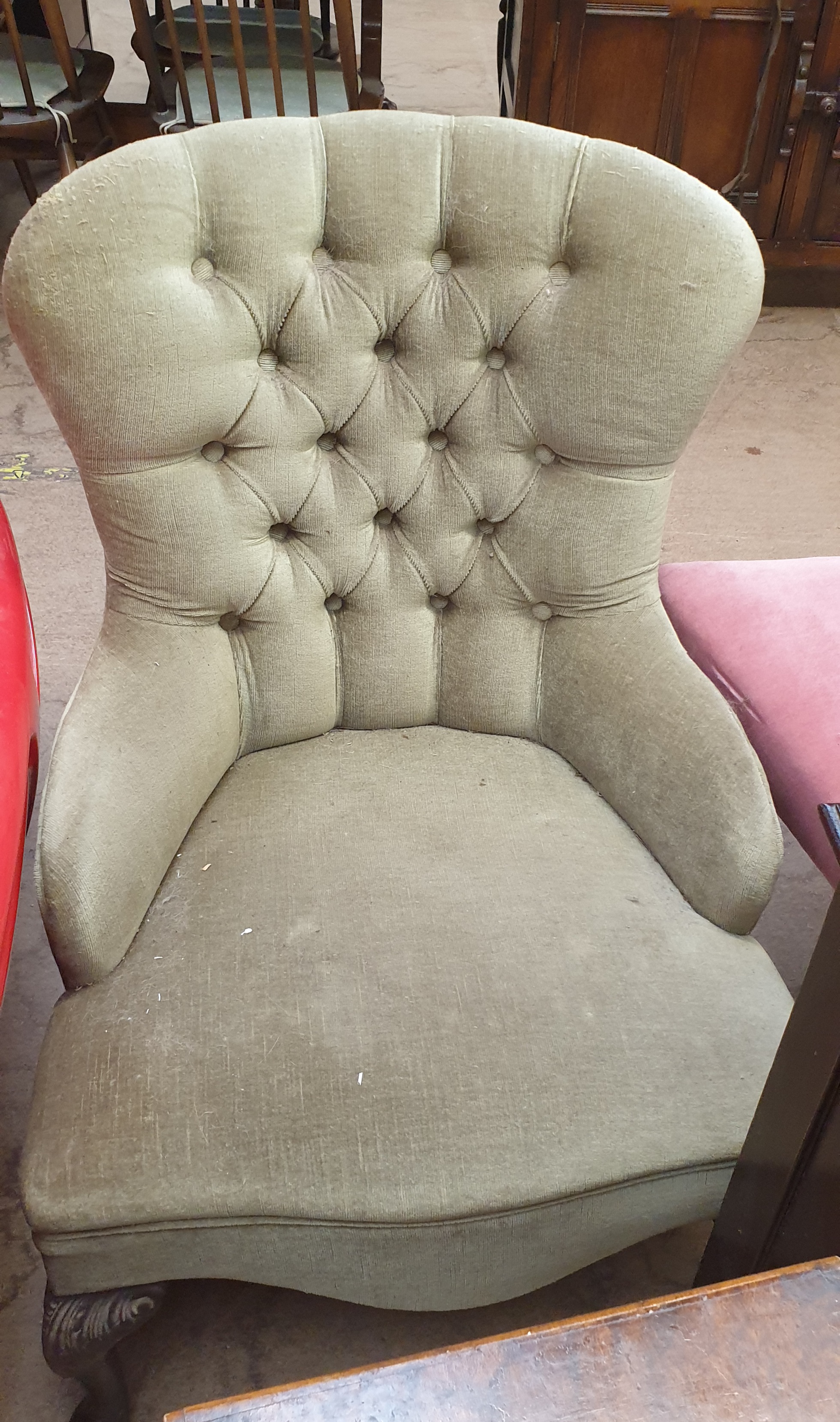 A Victorian upholstered nursing chair together with a bedside cabinet - Image 2 of 3