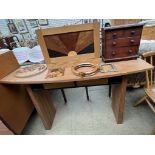 A 20th century hall table with swivel drawers together with a mahogany miniature chest of drawers,