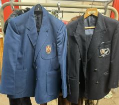 A Cardiff Rugby Football Club 1988 blazer together with a Canada 1986 blazer