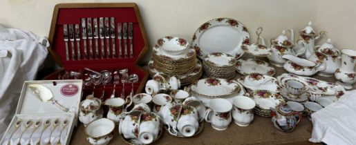 A Royal Albert Old Country Roses part tea and dinner service,