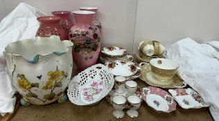 A George Jones and Sons part tea set together with a Royal Albert Old Country Roses pattern part
