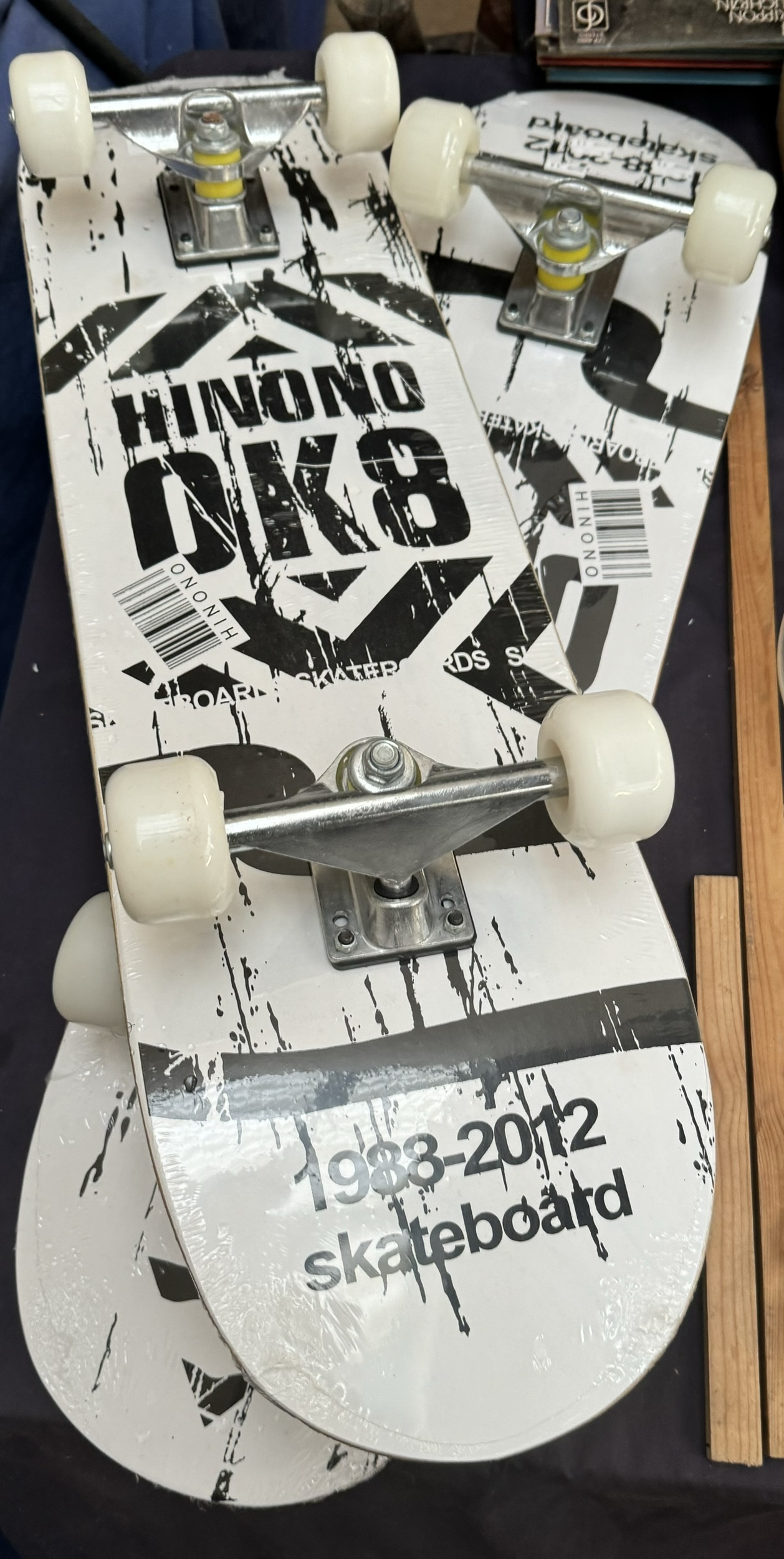 Two Hinono OK8 skateboards