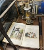 A Victorian truncheon together with three steel and brass miners lamps and a book The Third Tour of