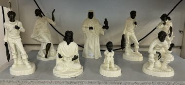 A collection of Minton porcelain and bronze figures including The Fisherman MS 13, The Sage MS 25,
