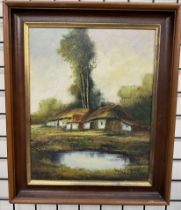 Derwent A cottage by a pond Oil on canvas