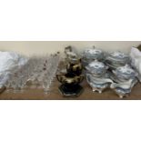 A collection of Webb crystal drinking glasses together with other drinking glasses,