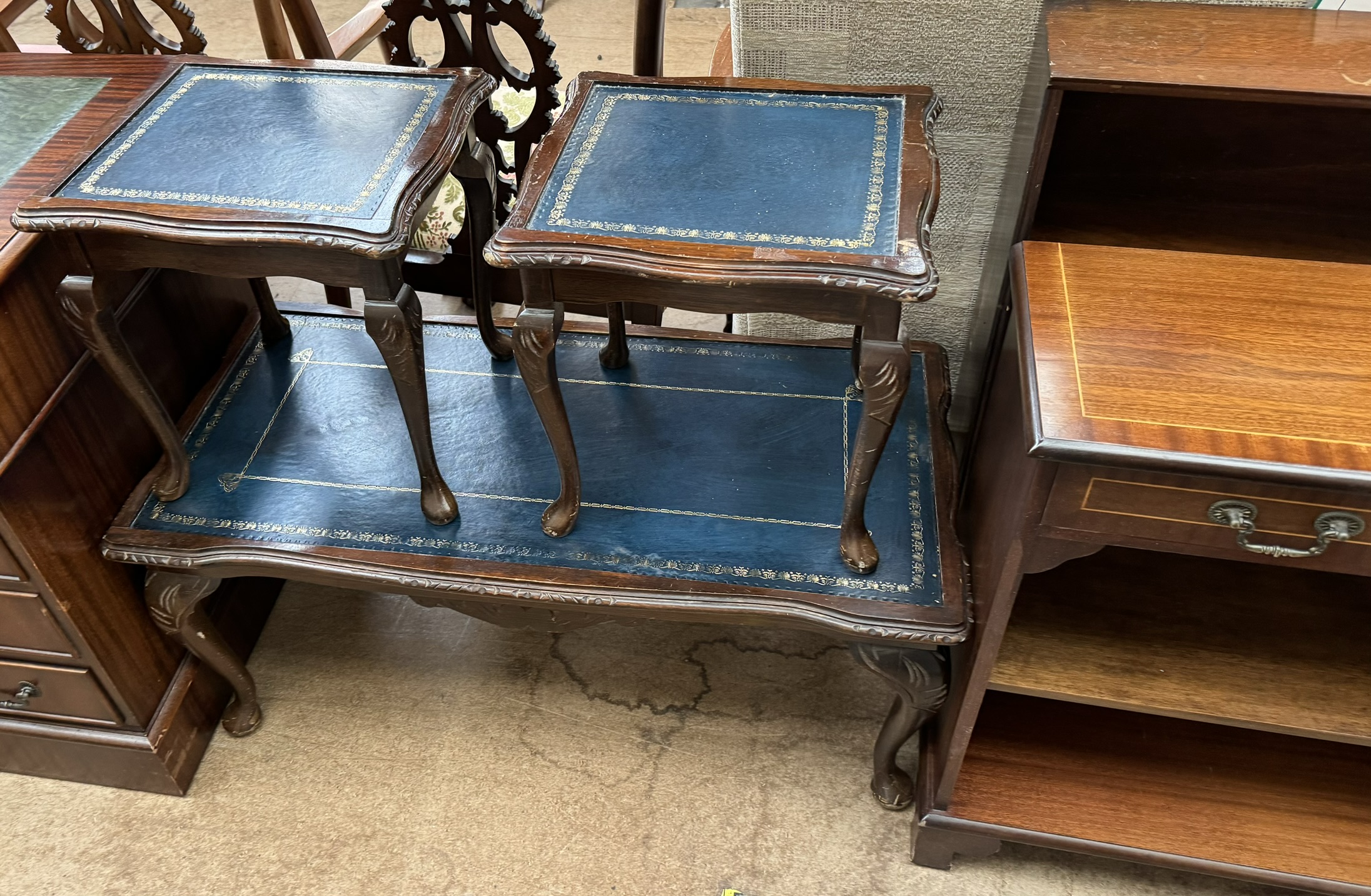 A mahogany nest of three tables together with two bookcases, - Image 2 of 4