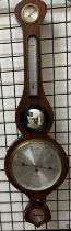 A Comitti of Holborn mahogany framed banjo barometer with a hydrometer, alcohol thermometer,