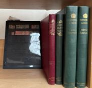 Four stamp albums and loose including a penny black and penny reds,