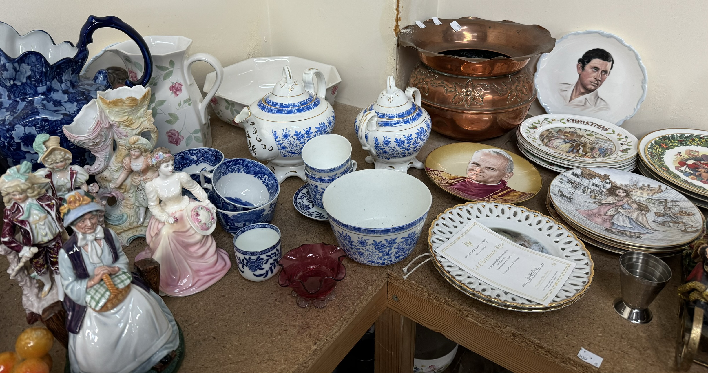 A Royal Albert Romance pattern part tea service together with a pink glass table lustre, - Image 4 of 5