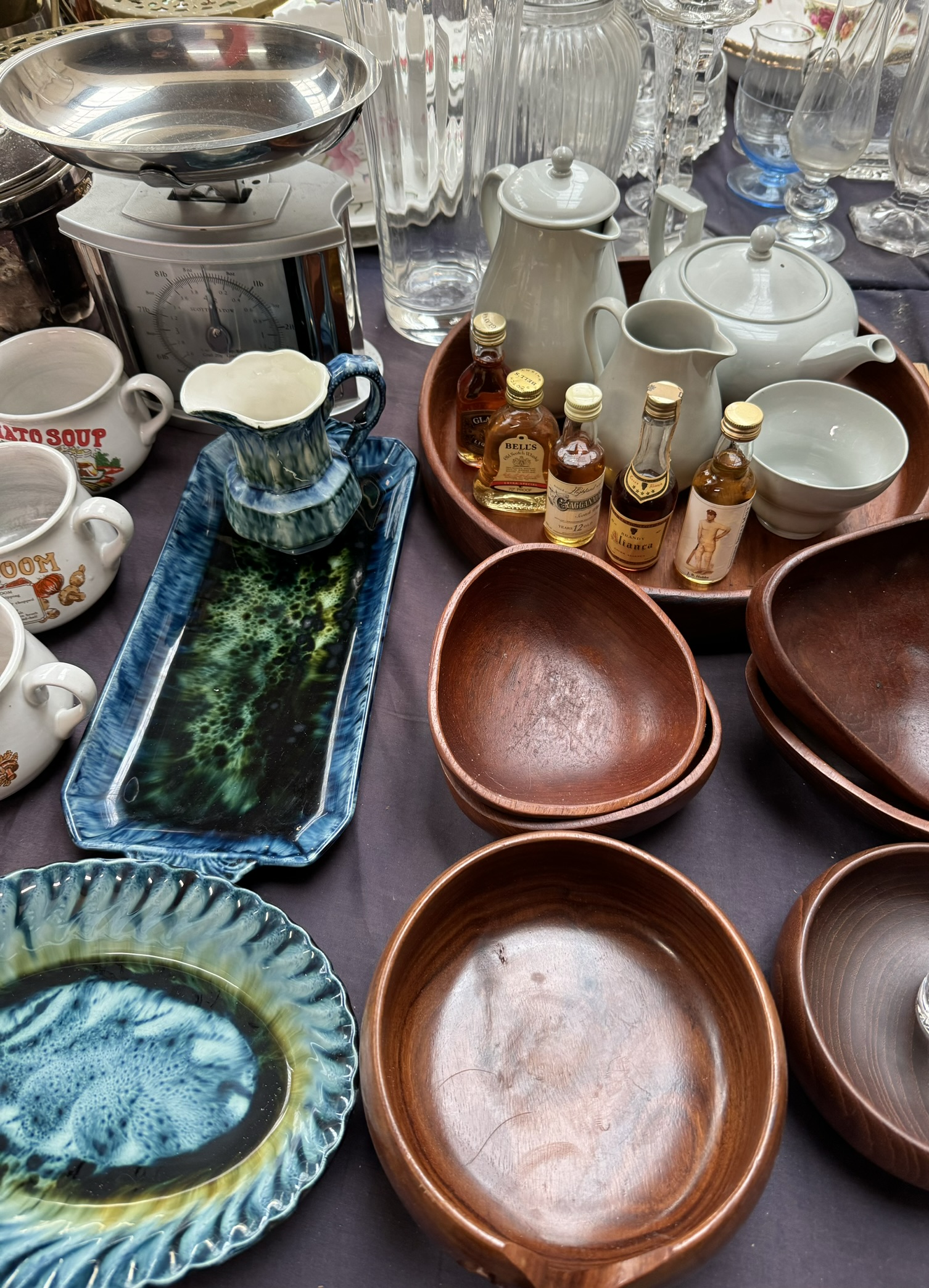 A Wedgwood Home part dinner set together with assorted pottery, treen bowls, scales, glass vase, - Image 2 of 3