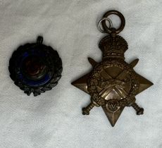 A World War I 1914-15 Star issued to 18419 Pte E Evans, Welsh R,