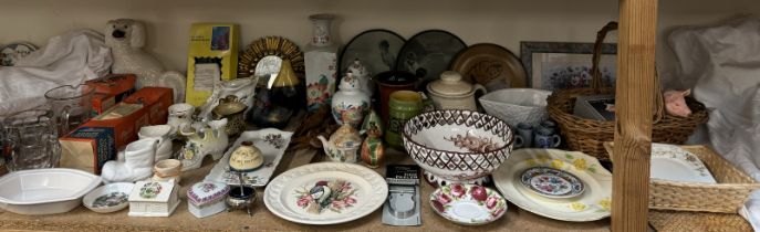 A Victorian silver open table salt together with black and white prints of nudes, vases and covers,