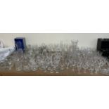 A collection of crystal drinking glasses,