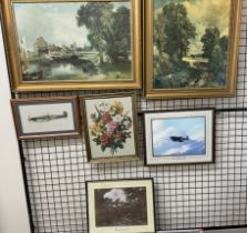 Two prints after John Constable together with woolworks and prints