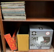 A Steepletone 1960's style music system together with a collection of LP records including The