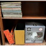 A Steepletone 1960's style music system together with a collection of LP records including The