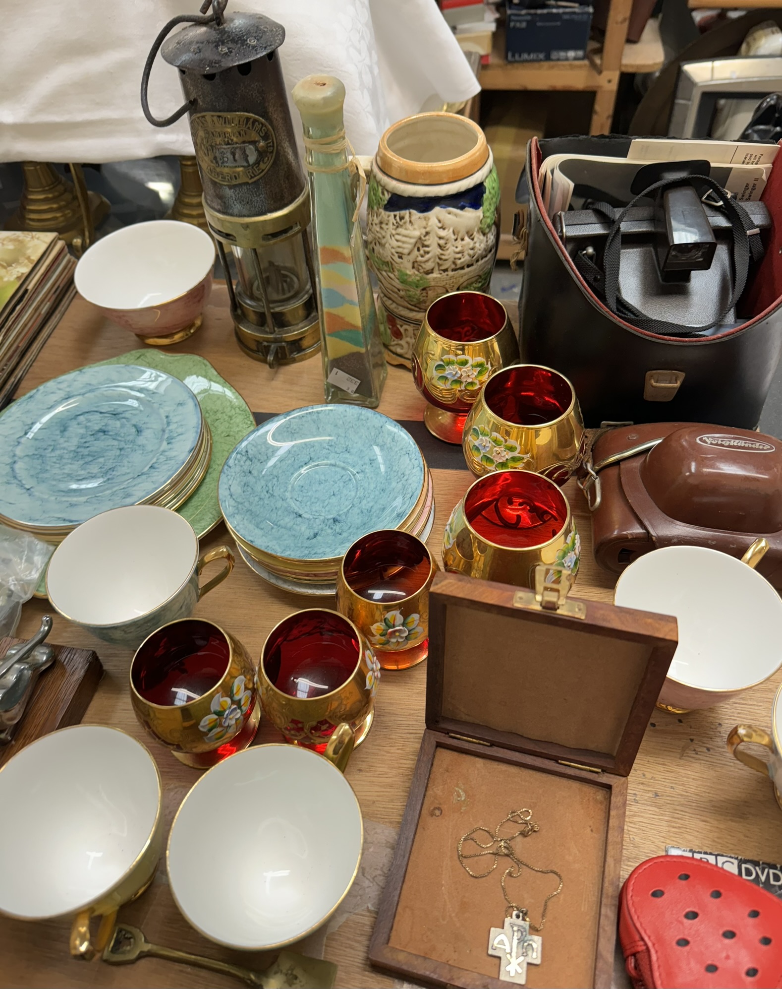 A miners lamp together with a Royal Albert Gossamer pattern part tea set, cameras, - Image 2 of 3