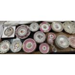 Floral painted dessert plates together with ribbon plates,