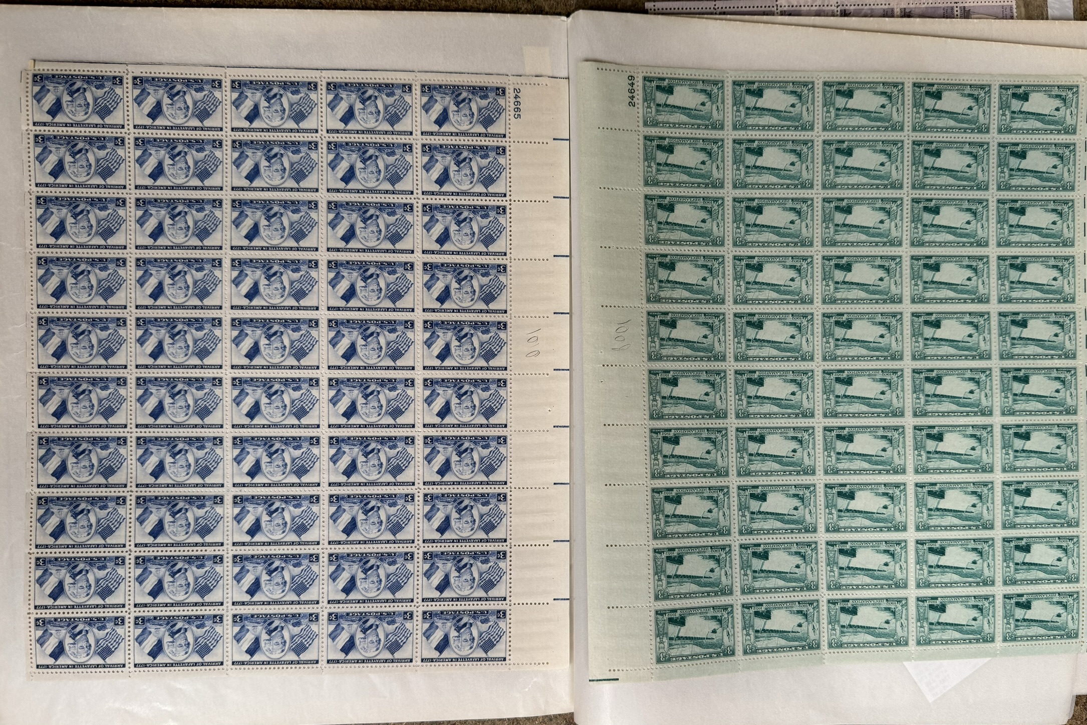 A folder of Double Mint Sheets including 3 Cents US Postage Abraham Lincoln, Nevada 1851-1951, - Image 5 of 9