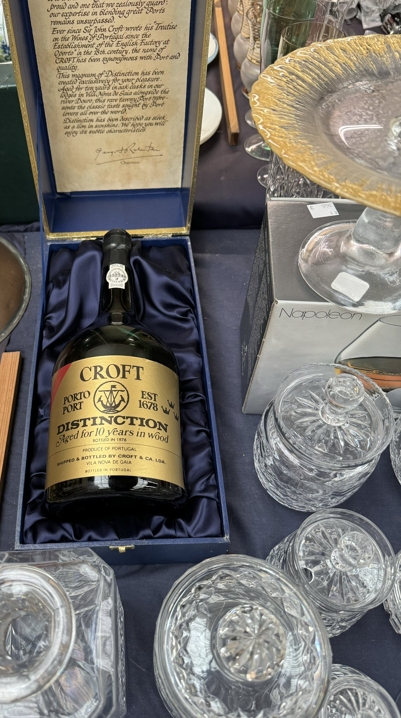 A 150ml bottle of Croft Distinction Port together with a bottle of Grand Marnier, crystal decanters, - Image 2 of 2