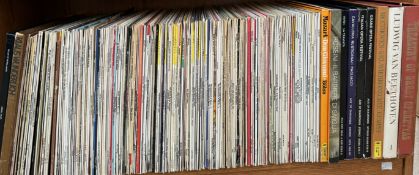 A large collection of Classical LP records including Mozart, Beethoven, Rossini,