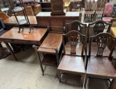 A set of four George III dining chairs together with a tea trolley,