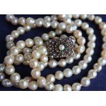 A three strand pearl necklace / choker,