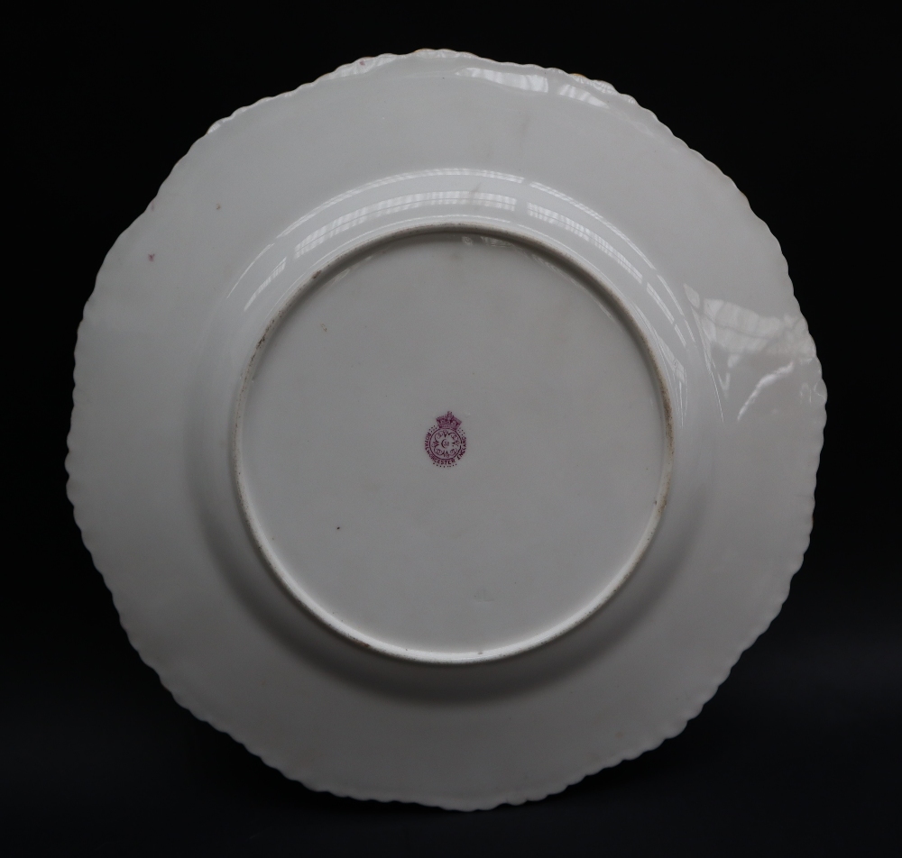 A Royal Worcester cabinet plate with a wavy gilt rim, - Image 3 of 3