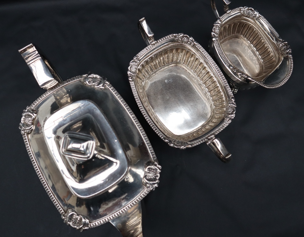 A George III Irish silver three piece tea set, - Image 9 of 9