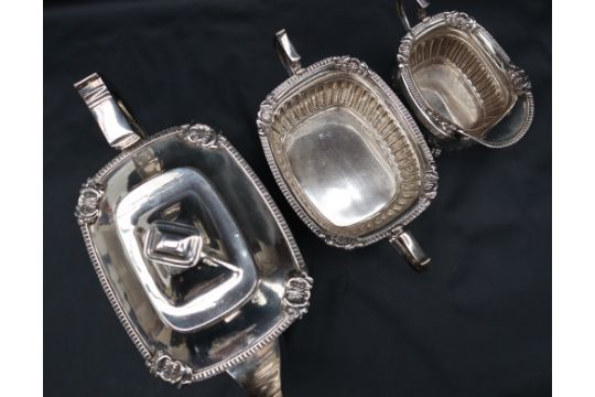 A George III Irish silver three piece tea set, - Image 9 of 9