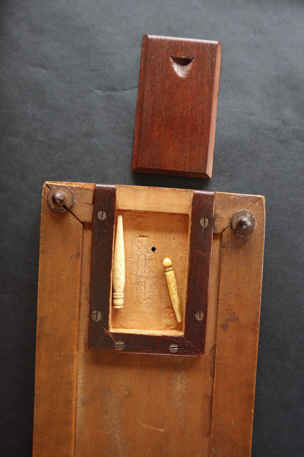 A 19th century bone and metal inlaid Cribbage board of rectangular form, - Image 7 of 7
