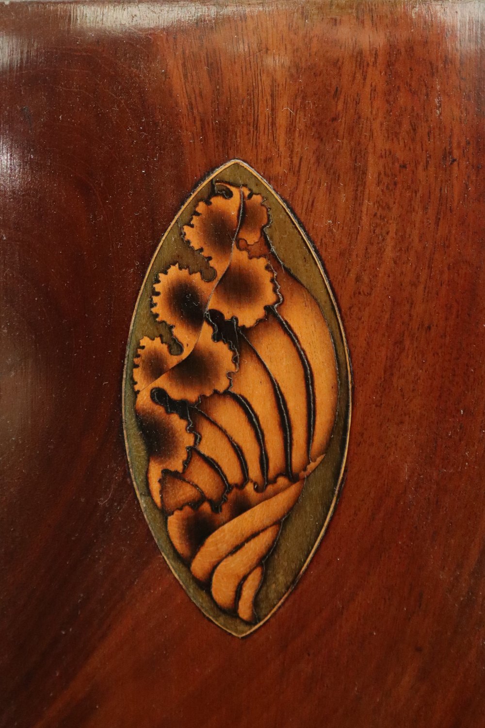 A George III mahogany serpentine fronted knife box with a shell inlaid crossbanded top, - Image 3 of 8