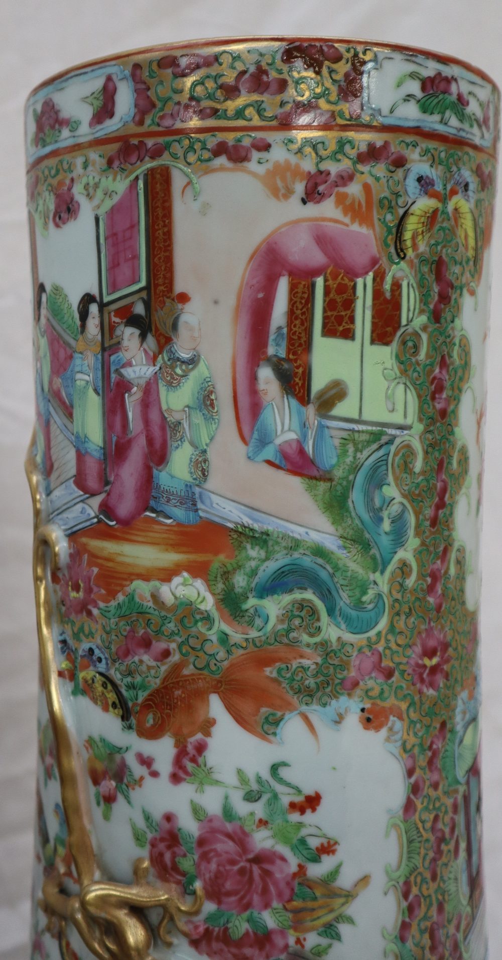 A pair of 19th century large Chinese Canton Famille Rose vases, - Image 9 of 17