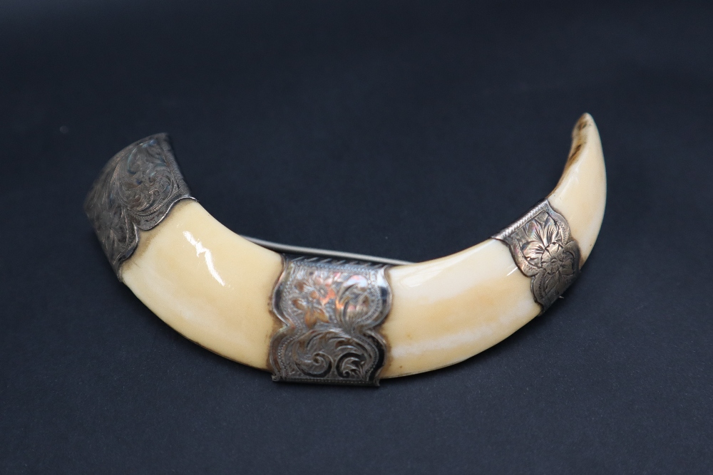 A walrus ivory dagger, the handle in the form of a walrus, - Bild 2 aus 6