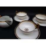 A set of three Swansea porcelain Paris flute pattern tea cups and saucers together with a matching