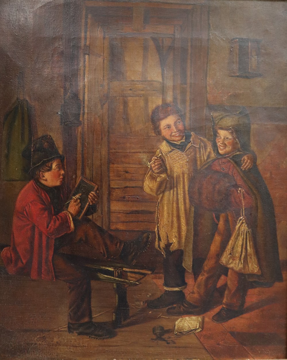 19th Century British School The artist Children playing in an interior Oil on canvas 29 x - Image 3 of 4