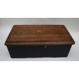 A 19th century inlaid rosewood cylinder music box, the 11cm cylinder playing 8 aires,