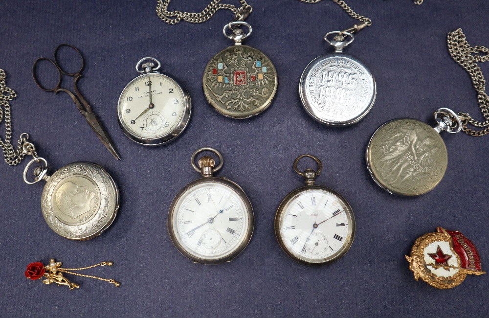 A Victorian silver open faced pocket watch, with an enamel dial, - Bild 2 aus 9