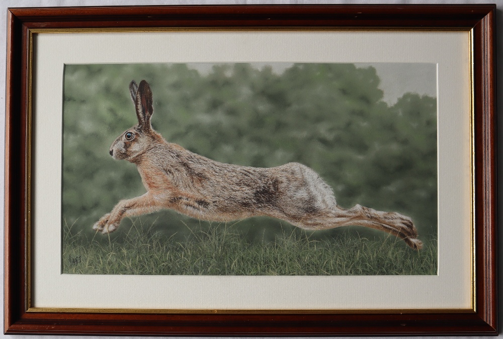 Ivan Jones A fleeing Hare Pastel Initialled 26.5cm x 46. - Bild 2 aus 4