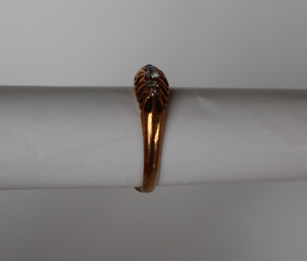 A five stone diamond ring, set with graduating old cut diamonds to an 18ct yellow gold shank, - Image 3 of 6