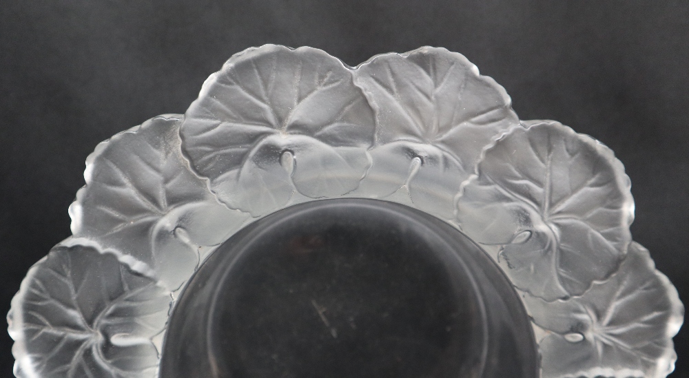 A Lalique Honfleur leaf pattern bowl, etched signature, - Image 3 of 7